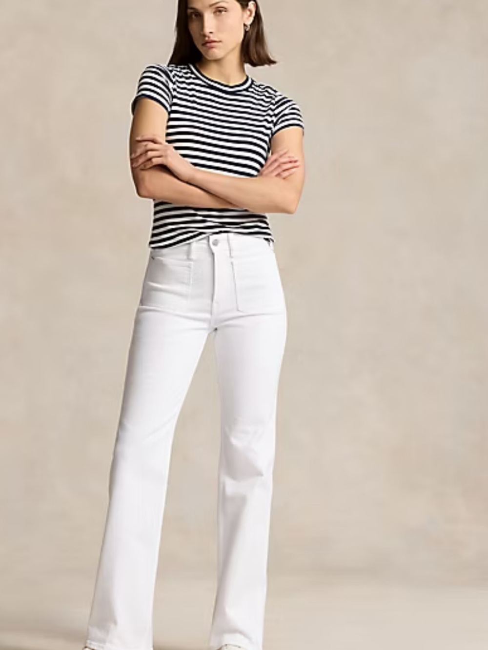 POLO Ralph Lauren White Cotton Denim High Waist Boot Jean